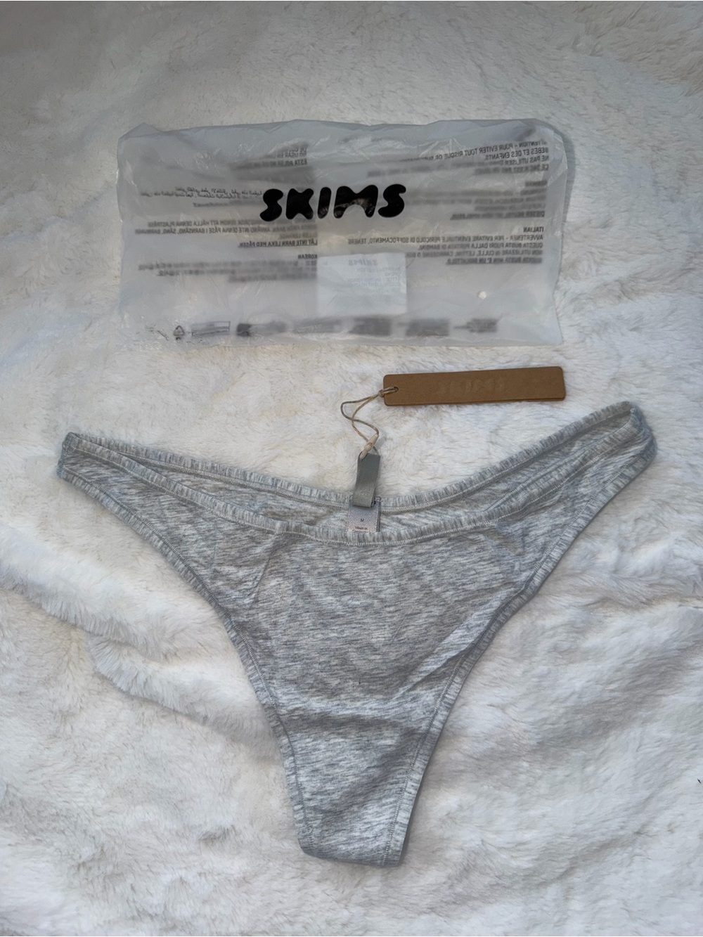 SKIMS Grey Heather Thong - Soft Stretch Low-Rise